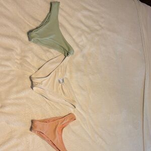 Wild Fable Women's swimsuit bottoms Trio - Green, Cream, and Peach